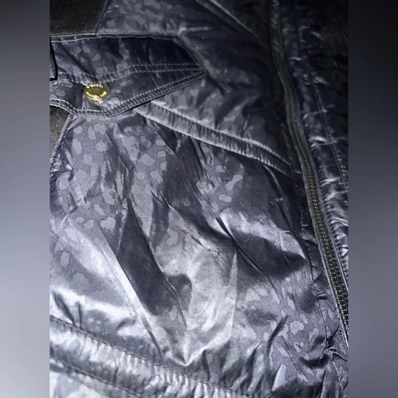 Michael Kors Womens Down Puffer Coat, Black w/leopard Print Size 2XL RN 79675 - Picture 4 of 15